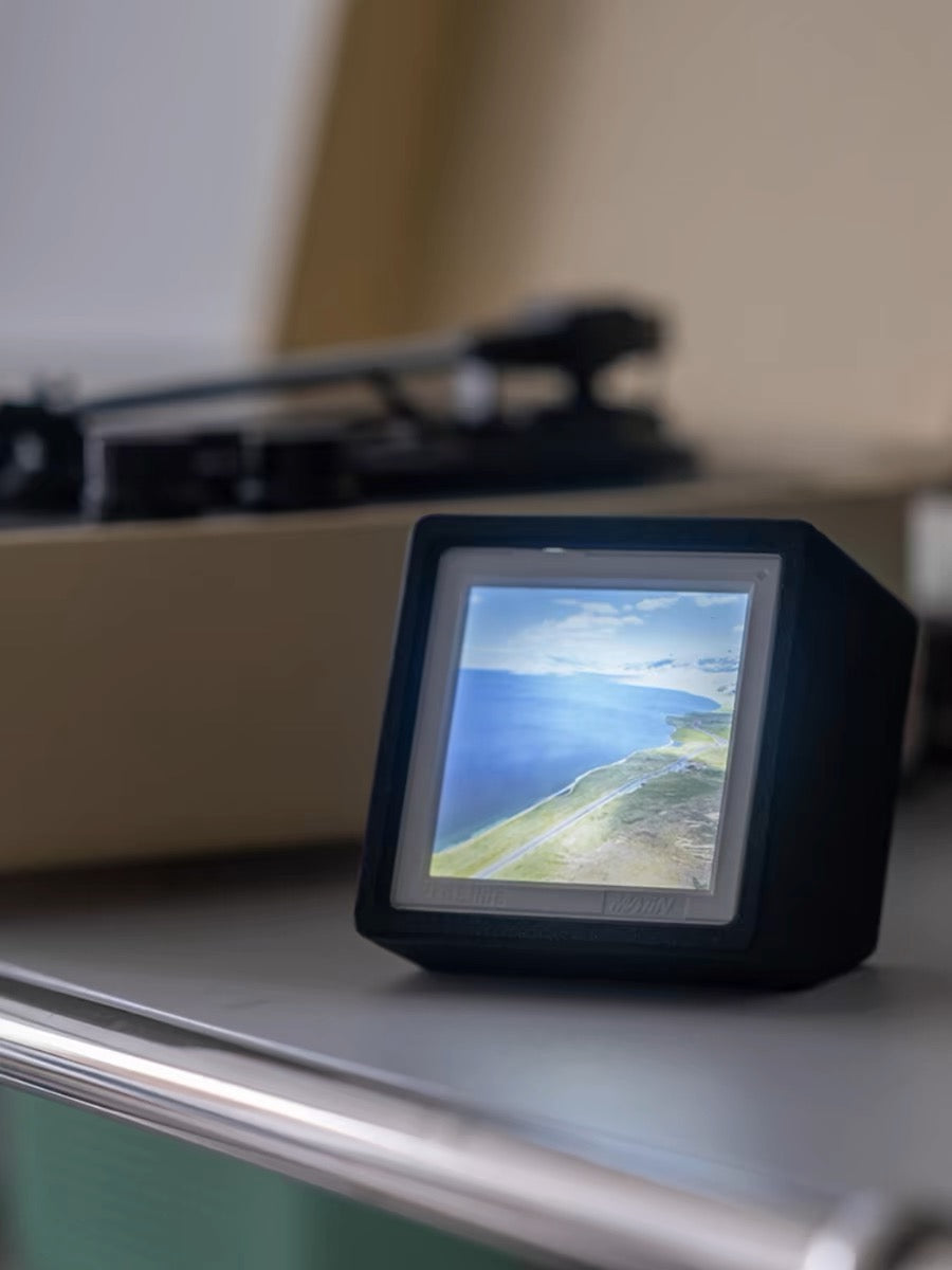 Customised vintage photo print with baby TV display