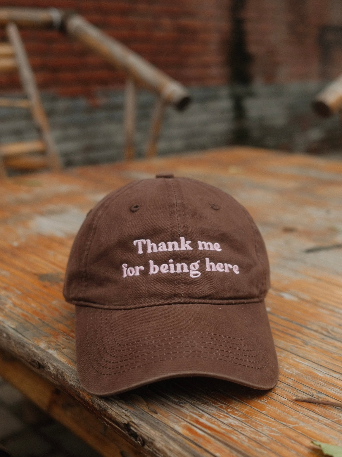 "Thank me for being here" embroidery cap