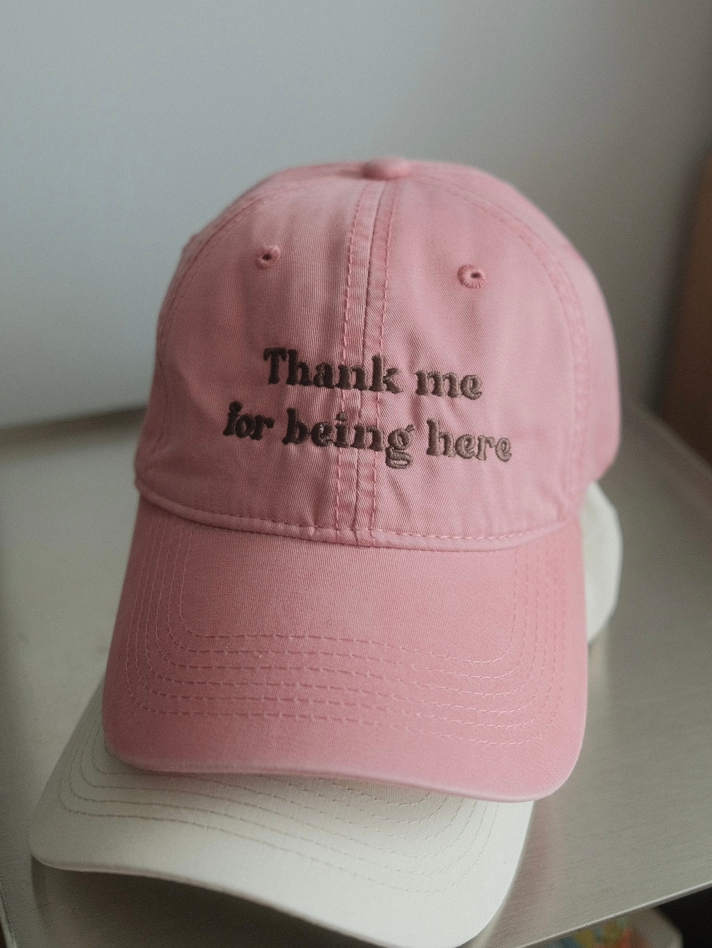 "Thank me for being here" embroidery cap