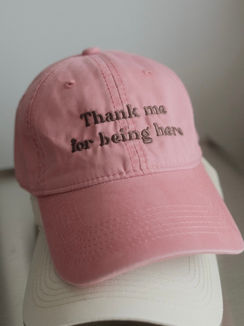 "Thank me for being here" embroidery cap