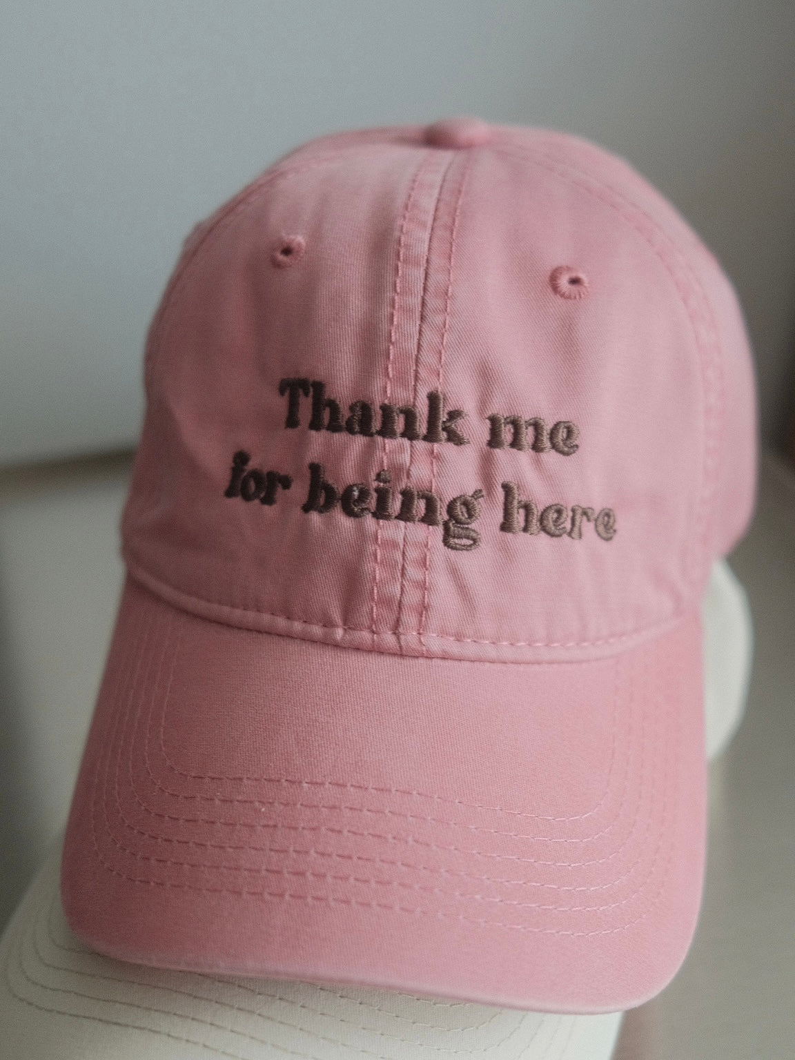 "Thank me for being here" embroidery cap