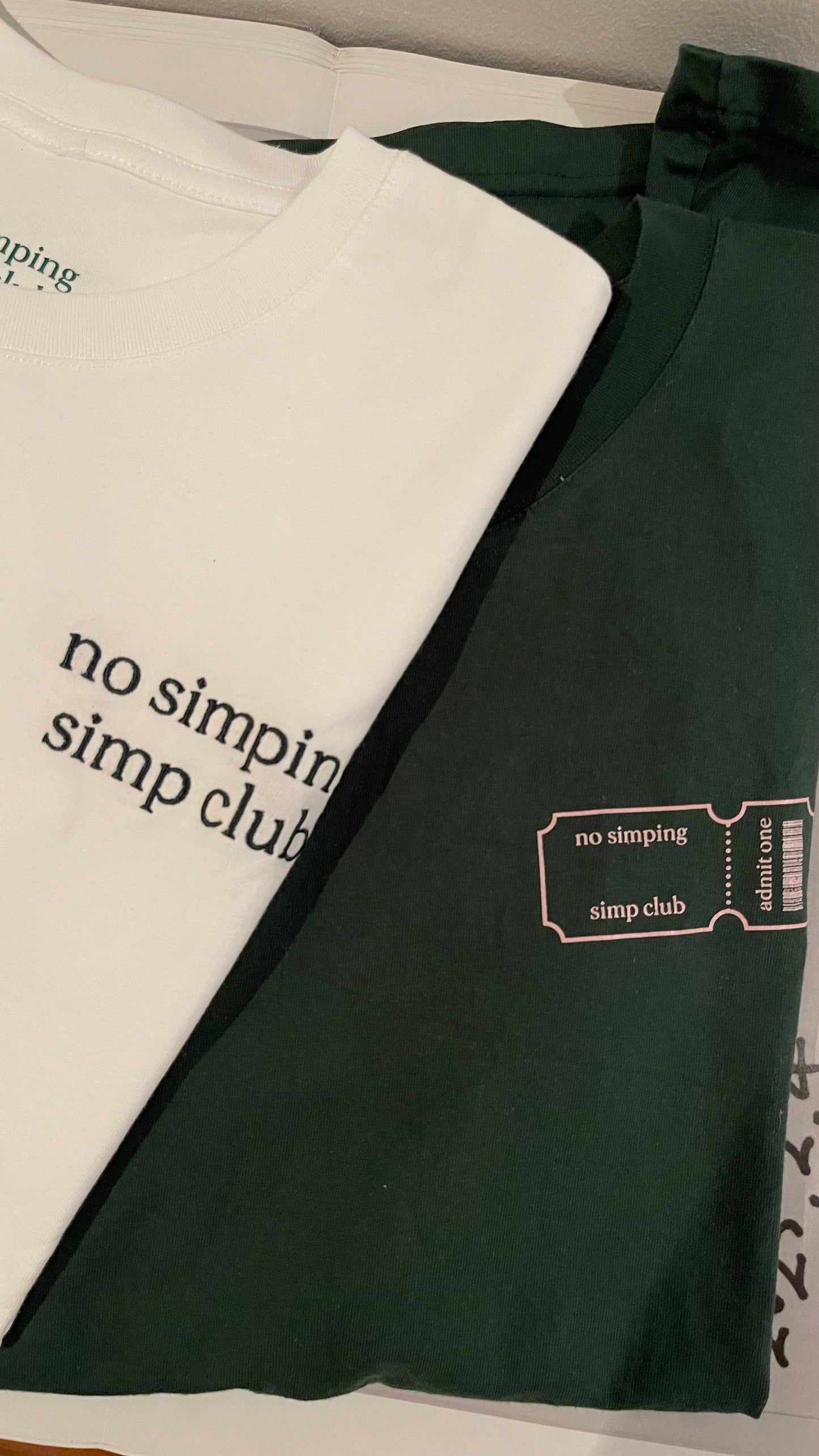 No simping simp club ticket t-shirt | Dark green